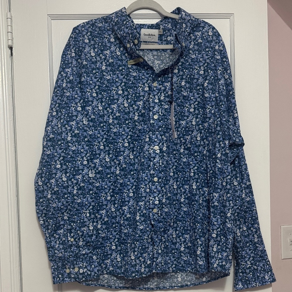 Goodfellow & Co Men's Navy Floral Button Down Shirt